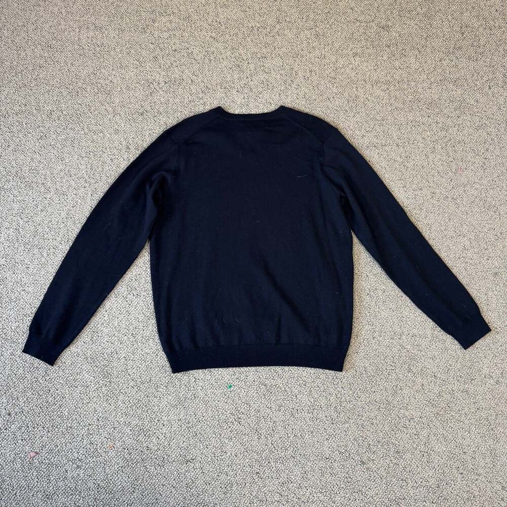 Joseph Abboud Sweater Mens L Black Extra Fine Merino Wool V Neck Smart Casual - Picture 3 of 6